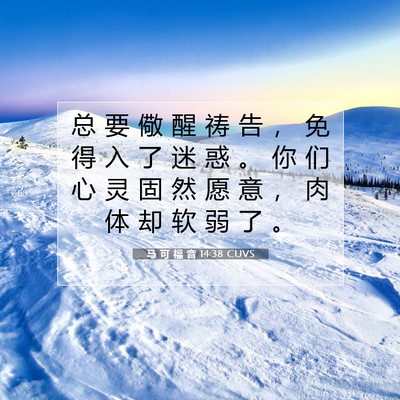 Picture 07 - 马 可 福 音 14:38 CUVS - 总 要 儆 醒 祷 告 ， 免 得 入 了 迷 - Bible Verse Picture
