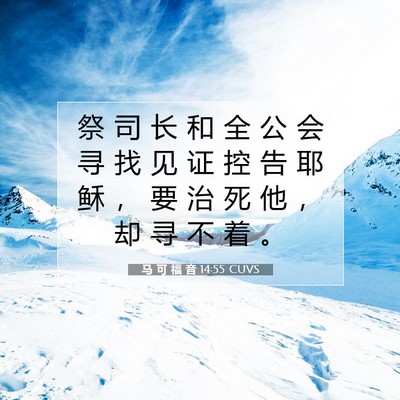 Picture 07 - 马 可 福 音 14:55 CUVS - 祭 司 长 和 全 公 会 寻 找 见 证 控 - Bible Verse Picture