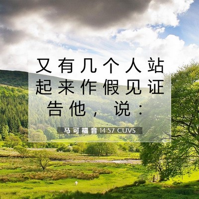 Picture 07 - 马 可 福 音 14:57 CUVS - 又 有 几 个 人 站 起 来 作 假 见 证 - Bible Verse Picture