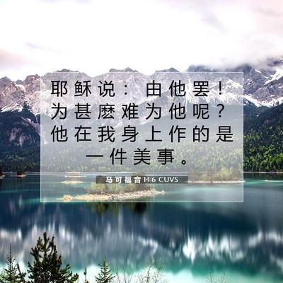 Picture 07 - 马 可 福 音 14:6 CUVS - 耶 稣 说 ： 由 他 罢 ！ 为 甚 麽 难 - Bible Verse Picture