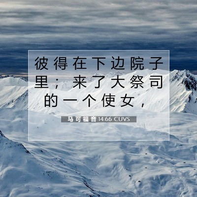 Picture 07 - 马 可 福 音 14:66 CUVS - 彼 得 在 下 边 院 子 里 ； 来 了 大 - Bible Verse Picture