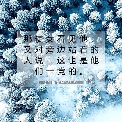 Picture 07 - 马 可 福 音 14:69 CUVS - 那 使 女 看 见 他 ， 又 对 旁 边 站 - Bible Verse Picture