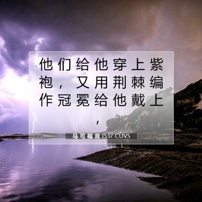 Picture 07 - 马 可 福 音 15:17 CUVS - 他 们 给 他 穿 上 紫 袍 ， 又 用 荆 - Bible Verse Picture