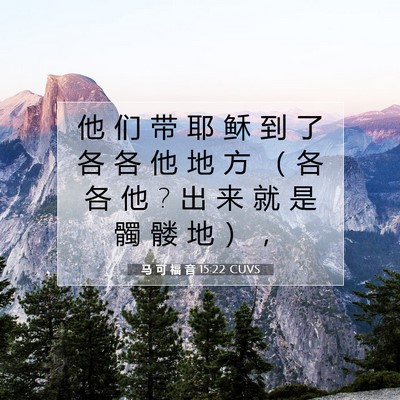 Picture 07 - 马 可 福 音 15:22 CUVS - 他 们 带 耶 稣 到 了 各 各 他 地 方 - Bible Verse Picture