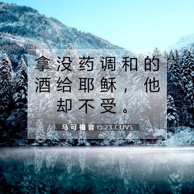 Picture 07 - 马 可 福 音 15:23 CUVS - 拿 没 药 调 和 的 酒 给 耶 稣 ， 他 - Bible Verse Picture