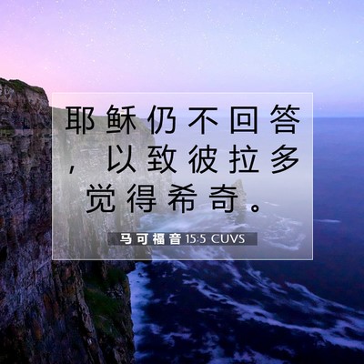 Picture 07 - 马 可 福 音 15:5 CUVS - 耶 稣 仍 不 回 答 ， 以 致 彼 拉 多 - Bible Verse Picture
