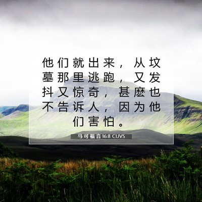 Picture 07 - 马 可 福 音 16:8 CUVS - 他 们 就 出 来 ， 从 坟 墓 那 里 逃 - Bible Verse Picture
