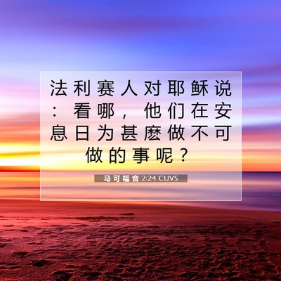 Picture 07 - 马 可 福 音 2:24 CUVS - 法 利 赛 人 对 耶 稣 说 ： 看 哪 ， - Bible Verse Picture