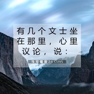 Picture 07 - 马 可 福 音 2:6 CUVS - 有 几 个 文 士 坐 在 那 里 ， 心 里 - Bible Verse Picture