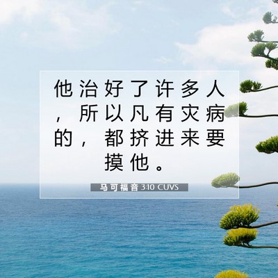 Picture 07 - 马 可 福 音 3:10 CUVS - 他 治 好 了 许 多 人 ， 所 以 凡 有 - Bible Verse Picture