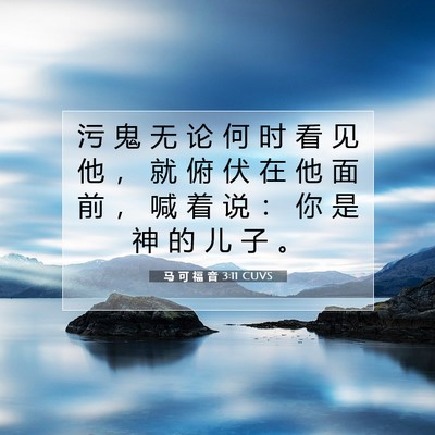 Picture 07 - 马 可 福 音 3:11 CUVS - 污 鬼 无 论 何 时 看 见 他 ， 就 俯 - Bible Verse Picture