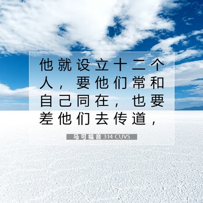 Picture 07 - 马 可 福 音 3:14 CUVS - 他 就 设 立 十 二 个 人 ， 要 他 们 - Bible Verse Picture