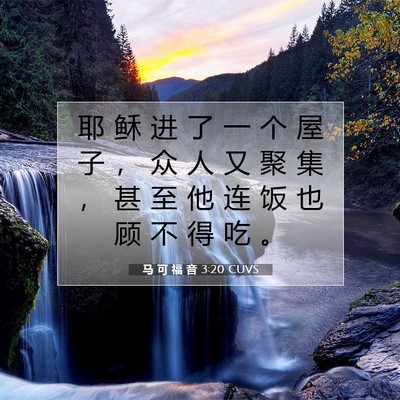 Picture 07 - 马 可 福 音 3:20 CUVS - 耶 稣 进 了 一 个 屋 子 ， 众 人 又 - Bible Verse Picture