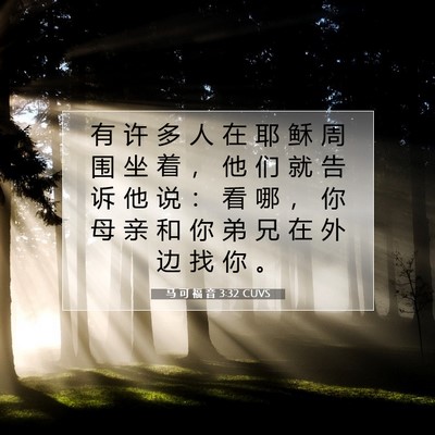 Picture 07 - 马 可 福 音 3:32 CUVS - 有 许 多 人 在 耶 稣 周 围 坐 着 ， - Bible Verse Picture