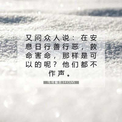 Picture 07 - 马 可 福 音 3:4 CUVS - 又 问 众 人 说 ： 在 安 息 日 行 善 - Bible Verse Picture