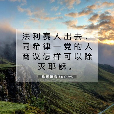 Picture 07 - 马 可 福 音 3:6 CUVS - 法 利 赛 人 出 去 ， 同 希 律 一 党 - Bible Verse Picture