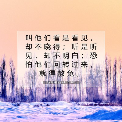 Picture 07 - 马 可 福 音 4:12 CUVS - 叫 他 们 看 是 看 见 ， 却 不 晓 得 - Bible Verse Picture