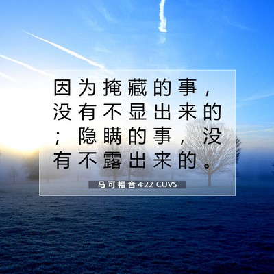 Picture 07 - 马 可 福 音 4:22 CUVS - 因 为 掩 藏 的 事 ， 没 有 不 显 出 - Bible Verse Picture