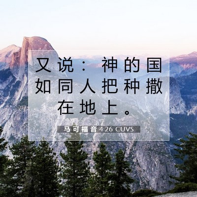 Picture 07 - 马 可 福 音 4:26 CUVS - 又 说 ： 神 的 国 如 同 人 把 种 撒 - Bible Verse Picture