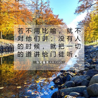 Picture 07 - 马 可 福 音 4:34 CUVS - 若 不 用 比 喻 ， 就 不 对 他 们 讲 - Bible Verse Picture