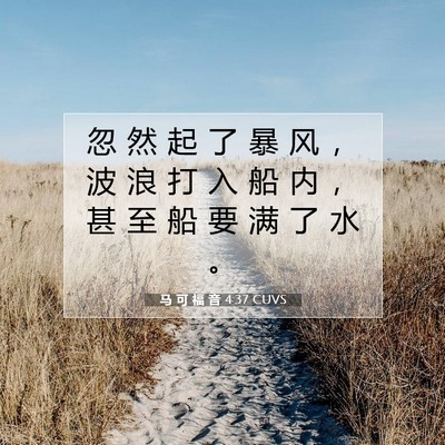 Picture 07 - 马 可 福 音 4:37 CUVS - 忽 然 起 了 暴 风 ， 波 浪 打 入 船 - Bible Verse Picture