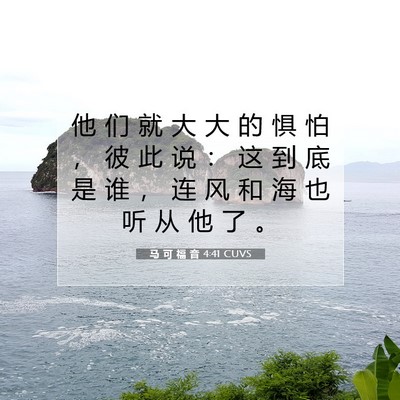 Picture 07 - 马 可 福 音 4:41 CUVS - 他 们 就 大 大 的 惧 怕 ， 彼 此 说 - Bible Verse Picture