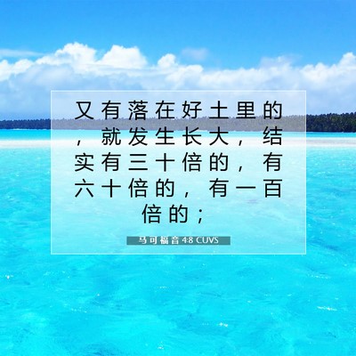 Picture 07 - 马 可 福 音 4:8 CUVS - 又 有 落 在 好 土 里 的 ， 就 发 生 - Bible Verse Picture