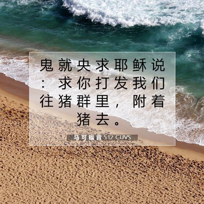 Picture 07 - 马 可 福 音 5:12 CUVS - 鬼 就 央 求 耶 稣 说 ： 求 你 打 发 - Bible Verse Picture
