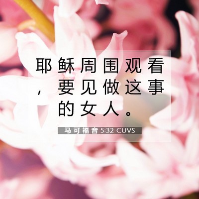Picture 07 - 马 可 福 音 5:32 CUVS - 耶 稣 周 围 观 看 ， 要 见 做 这 事 - Bible Verse Picture