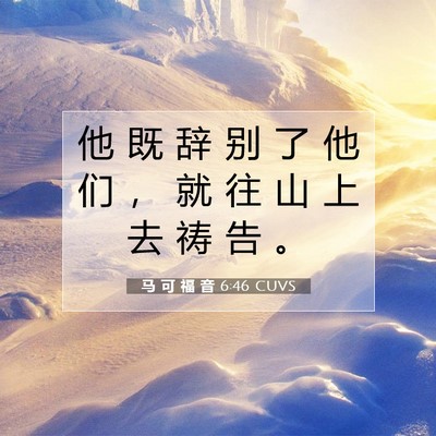 Picture 07 - 马 可 福 音 6:46 CUVS - 他 既 辞 别 了 他 们 ， 就 往 山 上 - Bible Verse Picture