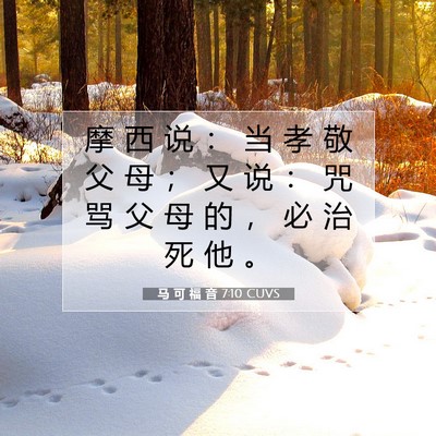 Picture 07 - 马 可 福 音 7:10 CUVS - 摩 西 说 ： 当 孝 敬 父 母 ； 又 说 - Bible Verse Picture