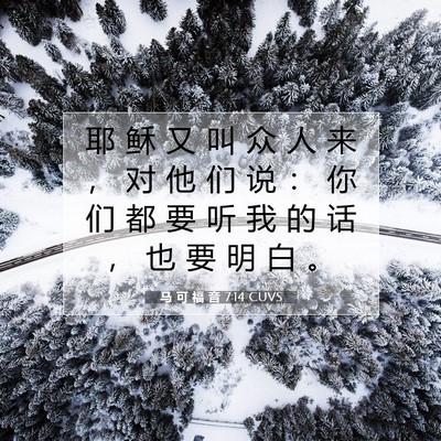 Picture 07 - 马 可 福 音 7:14 CUVS - 耶 稣 又 叫 众 人 来 ， 对 他 们 说 - Bible Verse Picture