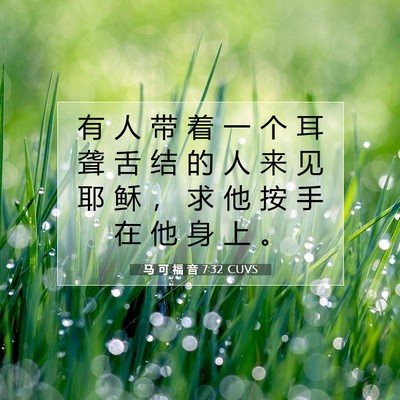 Picture 07 - 马 可 福 音 7:32 CUVS - 有 人 带 着 一 个 耳 聋 舌 结 的 人 - Bible Verse Picture