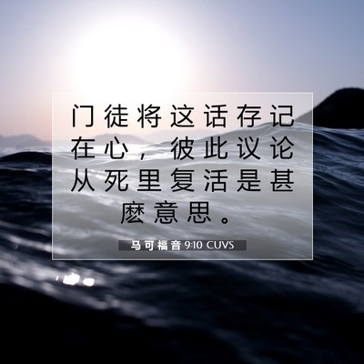 Picture 07 - 马 可 福 音 9:10 CUVS - 门 徒 将 这 话 存 记 在 心 ， 彼 此 - Bible Verse Picture