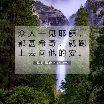 Picture 07 - 马 可 福 音 9:15 CUVS - 众 人 一 见 耶 稣 ， 都 甚 希 奇 ， - Bible Verse Picture