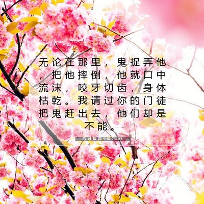 Picture 07 - 马 可 福 音 9:18 CUVS - 无 论 在 那 里 ， 鬼 捉 弄 他 ， 把 - Bible Verse Picture