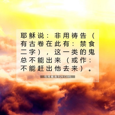 Picture 07 - 马 可 福 音 9:29 CUVS - 耶 稣 说 ： 非 用 祷 告 （ 有 古 卷 - Bible Verse Picture