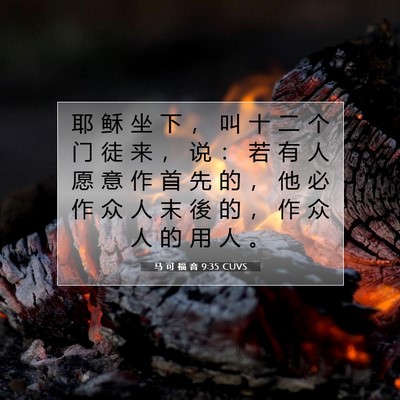 Picture 07 - 马 可 福 音 9:35 CUVS - 耶 稣 坐 下 ， 叫 十 二 个 门 徒 来 - Bible Verse Picture