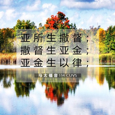 Picture 07 - 马 太 福 音 1:14 CUVS - 亚 所 生 撒 督 ； 撒 督 生 亚 金 ； - Bible Verse Picture