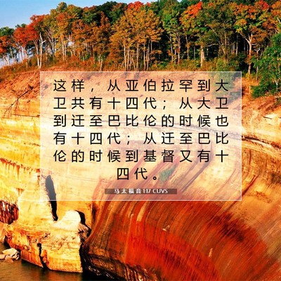 Picture 07 - 马 太 福 音 1:17 CUVS - 这 样 ， 从 亚 伯 拉 罕 到 大 卫 共 - Bible Verse Picture
