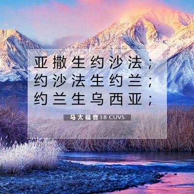 Picture 07 - 马 太 福 音 1:8 CUVS - 亚 撒 生 约 沙 法 ； 约 沙 法 生 约 - Bible Verse Picture