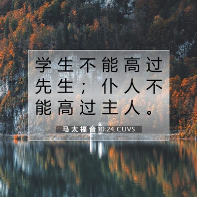 Picture 07 - 马 太 福 音 10:24 CUVS - 学 生 不 能 高 过 先 生 ； 仆 人 不 - Bible Verse Picture