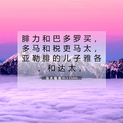Picture 07 - 马 太 福 音 10:3 CUVS - 腓 力 和 巴 多 罗 买 ， 多 马 和 税 - Bible Verse Picture