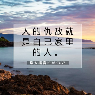 Picture 07 - 马 太 福 音 10:36 CUVS - 人 的 仇 敌 就 是 自 己 家 里 的 人 - Bible Verse Picture