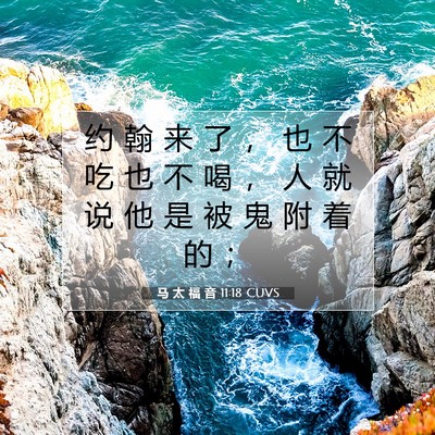 Picture 07 - 马 太 福 音 11:18 CUVS - 约 翰 来 了 ， 也 不 吃 也 不 喝 ， - Bible Verse Picture