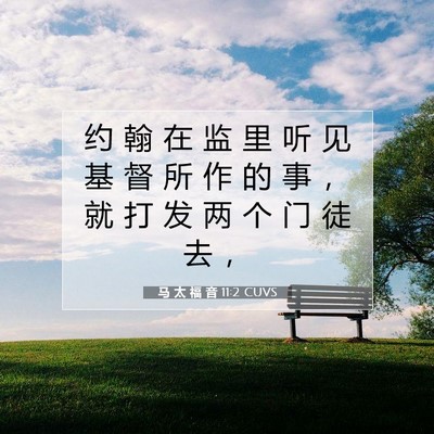 Picture 07 - 马 太 福 音 11:2 CUVS - 约 翰 在 监 里 听 见 基 督 所 作 的 - Bible Verse Picture