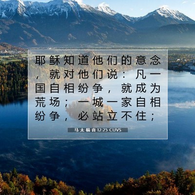 Picture 07 - 马 太 福 音 12:25 CUVS - 耶 稣 知 道 他 们 的 意 念 ， 就 对 - Bible Verse Picture