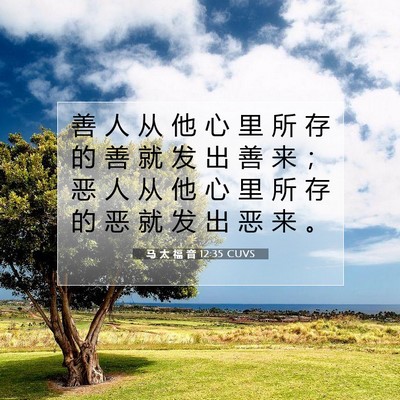 Picture 07 - 马 太 福 音 12:35 CUVS - 善 人 从 他 心 里 所 存 的 善 就 发 - Bible Verse Picture