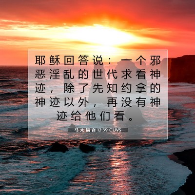 Picture 07 - 马 太 福 音 12:39 CUVS - 耶 稣 回 答 说 ： 一 个 邪 恶 淫 乱 - Bible Verse Picture