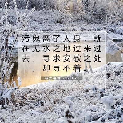 Picture 07 - 马 太 福 音 12:43 CUVS - 污 鬼 离 了 人 身 ， 就 在 无 水 之 - Bible Verse Picture
